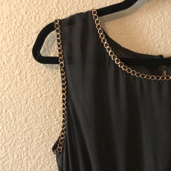 Boutique Black Cocktail Dress w/ Gold Chain Detail - Picture 2 of 6